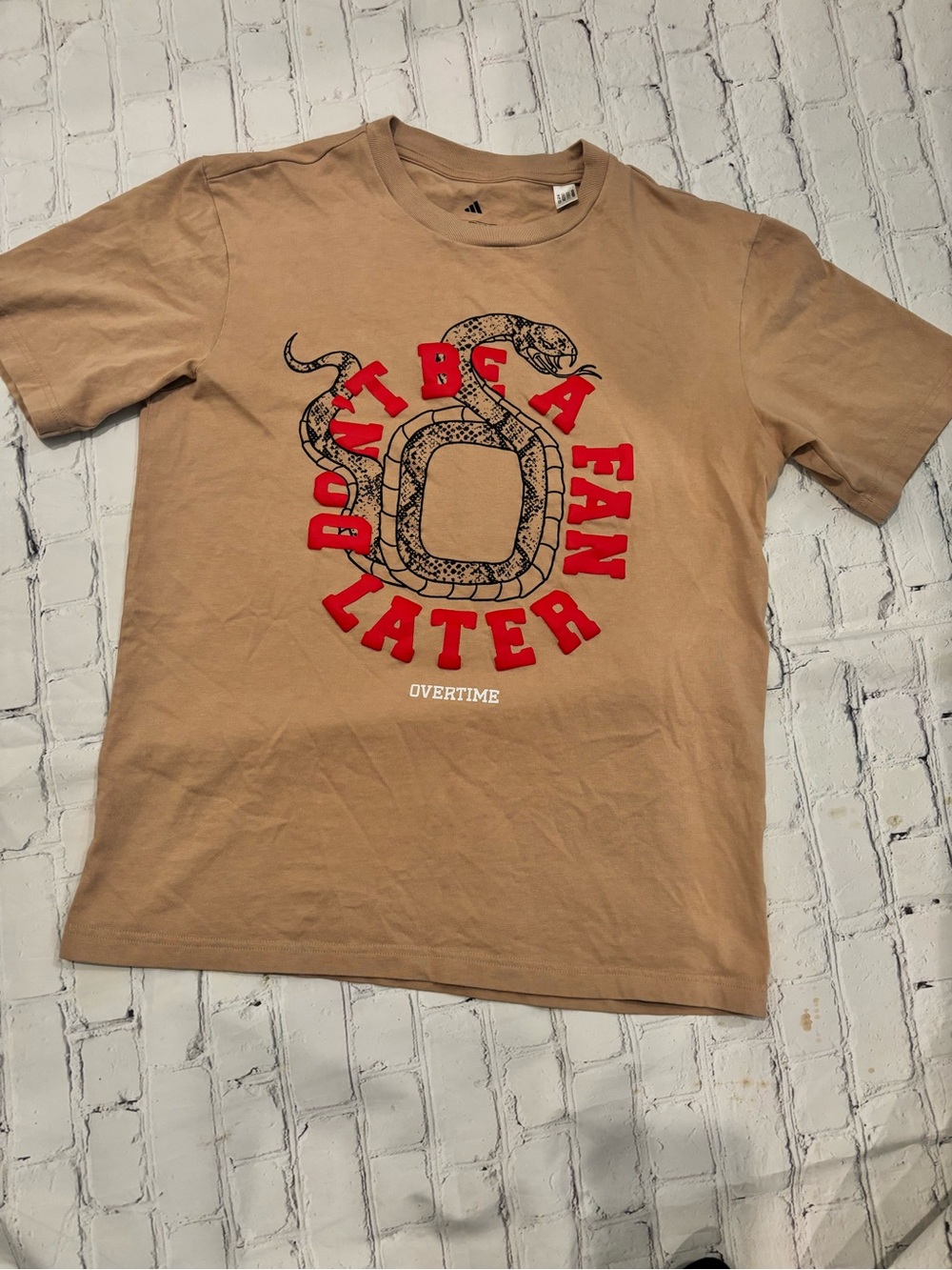 adidas Tan Tee with Red Snake Graphic